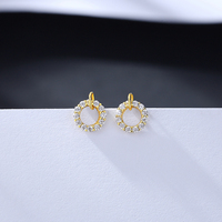 CZCITY Boucles d'oreilles clous cercle creux en argent sterling 925 avec zircon cubique, motif couronne, hypoallergéniques, bijoux fins pour femmes