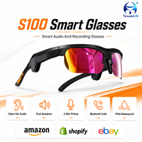 Lunettes intelligentes S100 avec caméra 13MP, enregistrement photo et vidéo, double haut-parleur, triple microphone pour la création de contenu