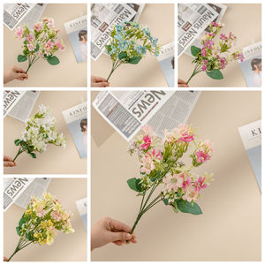 CallaFloral ช่อดอกเดซี่หิมะประดิษฐ์ สีขาว ชมพู เหลือง ฟ้า สำหรับตกแต่งงานแต่งงานและบ้าน 7 หัว สไตล์ INS - Product Image 3