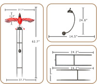 Aigle rouge lumière solaire carillons éoliens pieu de jardin