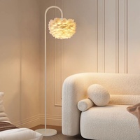 Lampe sur pied LED en fer et plumes d'oie avec télécommande, intensité variable, température de couleur multiple, design nordique pour chambre à coucher et salon