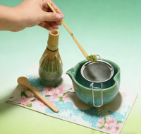 Bol à matcha en céramique japonaise artisanale, bol à matcha et support pour fouet, coffret cadeau de démarrage pour le thé japonais