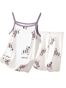 Set Pigiama Estivo per Ragazze con Top a Canotta e Pantaloncini con Stampa Animalier, Morbido Jersey Modal con Motivo Zebrato - Product Image 3