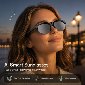 แว่นตา AI Music Sunglasses แว่นตาอัจฉริยะพร้อมลำโพงไร้สายแบบ Open Ear และไมโครโฟนสำหรับโทรออก รับสาย ใช้ได้กับกีฬากลางแจ้ง ผลิตโดยโรงงาน รับผลิตแบบ OEM - Product Image 1