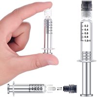 Seringue en verre de 5 ml avec embout Luer Lock et piston métallique argenté pour emballage d'huile distillée - Vente en gros