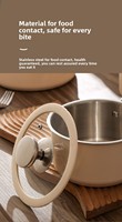 Set Peralatan Masak Multifungsi 1,5L dari Baja Anti Karat 304, Dasar Ganda, Warna Krem Beige Matte, Termasuk Panci Susu, Panci Kaldu, dan Casserole Dangkal