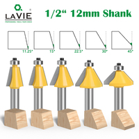 LAVIE 12mm 1/2' Shank 11.25 15 22.5 Degree Chamfer & Bevel Edging Router Bits Woodworking  - C  MC03062