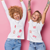 Écusson brodé en chenille personnalisé pour vêtements d'enfants, étiquette de sac, grand logo rose brodé pour jeans