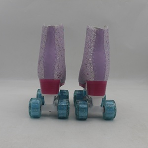 Patins pour femmes et hommes Haut Haut <span class=keywords><strong>Noir</strong></span> <span class=keywords><strong>Cuir</strong></span> Spécial Classique Double Rangée Extérieur Intérieur Quad Patins et Roller Derby - Product Image 4