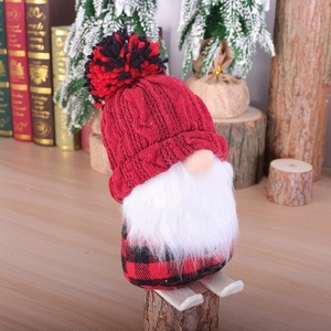 Poupée en peluche <span class=keywords><strong>Père</strong></span> Noël Mini décoration de Noël avec tenue à carreaux rouge noir et longue <span class=keywords><strong>barbe</strong></span> blanche pour arbre de Noël - Product Image 1