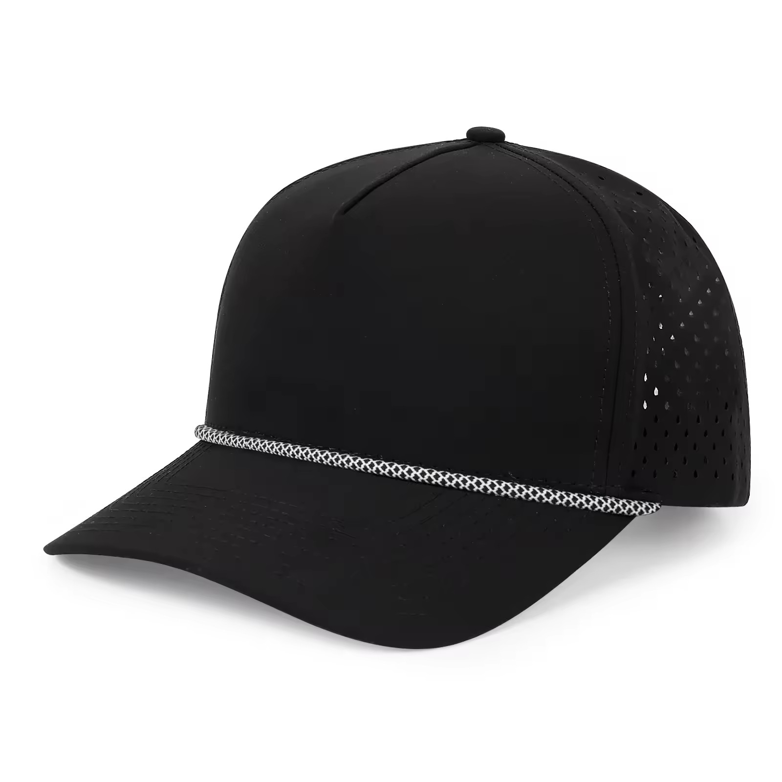 Casquette 5 panneaux noire (corde)