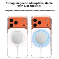 Étui de téléphone transparent magnétique antichoc en TPU + acrylique pour 17/16/15/14 avec charge sans fil