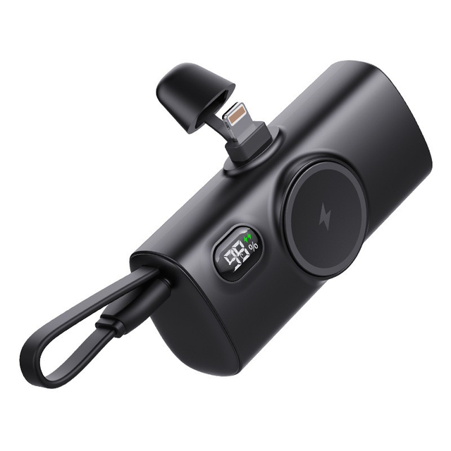 Wireless Watch Charger Built-in Cable 12W Quick Charge Portable Pocket Power Bank 5000mAh Lithium Polymer Battery