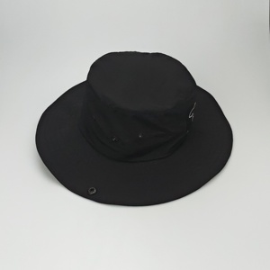 Cappelli a secchiello personalizzati stile moda stile a tesa larga cappelli a secchiello neri-con etichette intrecciate levette regolabili e occhielli in metallo - Product Image 2