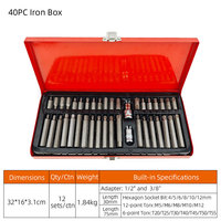 Jeu de 40 embouts Torx, jeu d'embouts multi-tailles avec étui de rangement, kit d'outils professionnels assortis
