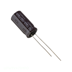 Condensador de Aluminio de Canal de Fabricante 470 uF, Tipo UPW1V471MPD, 470UF 20% 35V, Montaje Radial TH - Product Image 1