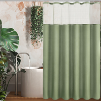 Rideau de douche gaufré simple couche, qualité hôtelière, lavable en machine, avec voile transparent intégré