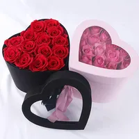 लक्जरी कस्टम डबल डिजाइन ribbo के लिए डालने फोम के साथ निविड़ अंधकार रंगीन फूल बॉक्स और मिठाई दिल के आकार के बक्से