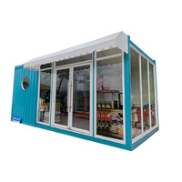 Kiosque Conteneur Préfabriqué en Acier Soudé, Entièrement Vitré, Mobile, pour Centres Commerciaux, Résistant au Feu, Montage Rapide