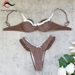 Nouveau design TW 2026 – Bikini rétro à pois avec micro volants, taille haute et effet push-up, <span class=keywords><strong>maillot</strong></span> <span class=keywords><strong>de</strong></span> <span class=keywords><strong>bain</strong></span> sexy deux <span class=keywords><strong>pièces</strong></span> avec tanga pour femme - Product Image 1