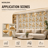 Panneau mural 3D en PVC effet miroir métallique MORLENX, revêtement décoratif géométrique semi-circulaire pour les intérieurs de salons et halls d'accueil