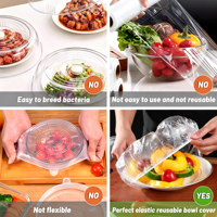 Dômes de couverture alimentaire en plastique PE transparents, réutilisables, avec couvercles extensibles élastiques pour la conservation des aliments frais, pour la restauration rapide