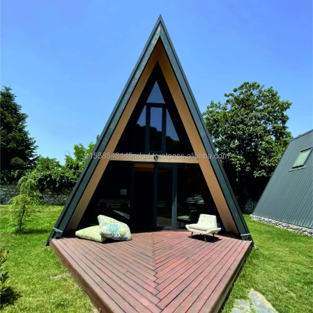 Modèle Triangle Bungalow à faible coût Maison en bois Livraison dans le monde Production spéciale Bungalow de haute qualité