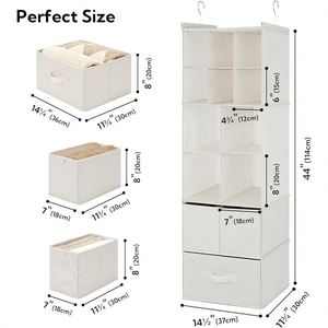 12-Tier <b>Large</b> Non-Woven Hanging Closet Organizer Foldable Storage Shelf with 2 Sturdy Hooks <b>Wardrobe</b> Organizer Factory Wholesale - Product Image 2
