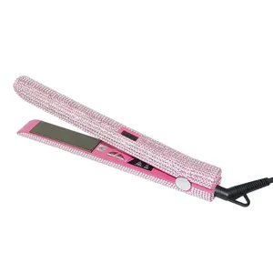 High quality factory price private label flat iron rhinestone titanium hair straigntener with temperature control