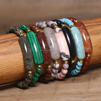 Bracelet délicat en pierres naturelles tressées avec perles, agate noire, améthyste, breloque rectangulaire, bijoux en cristal pour hommes et femmes, énergie de guérison