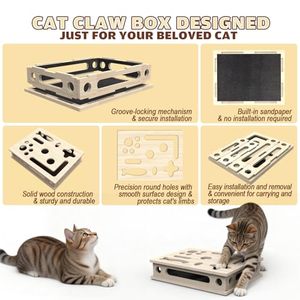 New Wooden <strong>Cat</strong> <strong>Scratch</strong> Puzzle <strong>Box</strong> <strong>Cat</strong> <strong>Scratch</strong> Puzzle Enrichment <strong>Box</strong> Wooden <strong>Cat</strong> Nail File <strong>Box</strong> with Sandpaper - Product Image 2