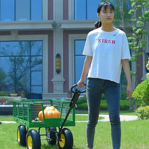 산업용 금속 원예 트롤리 헤비 듀티 4 휠 메쉬 카트 야외 마당 폐기물 운송 왜건 - Product Image 2