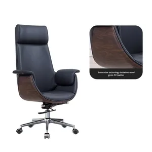 <span class=keywords><strong>Sedia</strong></span> Direzionale <span class=keywords><strong>Comoda</strong></span> per Casa/<span class=keywords><strong>Ufficio</strong></span> con Seduta in Vera Pelle, Design Girevole Semplice per Lunghe Sessioni al Computer - Product Image 6