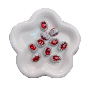 Kualitas tinggi pave gradien tetesan air elips kristal disko bola manik-manik berlian imitasi bola manik-manik untuk Gelang