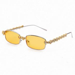 Lunettes de soleil rectangulaires vintage UV400 tendance 2020, unisexes, avec strass et monture en métal - Product Image 3