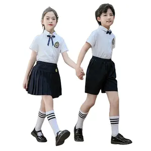 Top quality School Uniforms Boys And Girls White Shirt Primary Secondary High Pre-school Dress Schoolewear Set