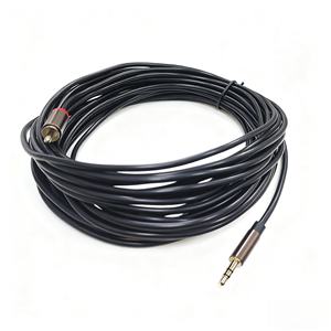 Câble <span class=keywords><strong>adaptateur</strong></span> audio 3,5 mm Aux vers RCA simple pour haut-parleur stéréo ou caisson de basses avec fiches plaquées or, 3 m, noir - Product Image 2