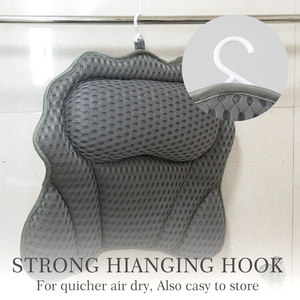 バスタブクッション浴槽ヘッドレスト6パワフル吸引カップ滑り止め高級バックネックサポートSPA通気性4Dバス枕 - Product Image 4