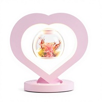 Lampe LED Magnétique Flottante Saint-Valentin : Cadeau Rose Éternelle, Lampe de Table Lévitation Magnétique, Vase à Fleurs Immortelles Flottant