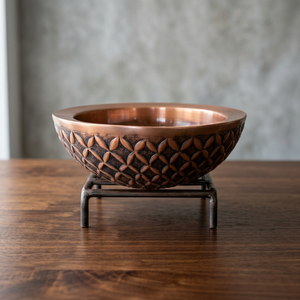 Lavabo rond de luxe en cuivre à double paroi Delicate Metals DS-217, finition cuivre antique, 40 cm, lavabo à poser, gaufré, durable - Product Image 4