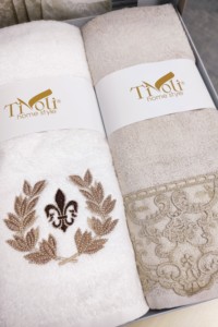 Chenille <b>Bed</b> Cover Set with Laces 240*260 cm Cover Cotton Bedding + 2 Bamboo Towels 8 Pieces Gift Boxed Bridal Set - Product Image 6