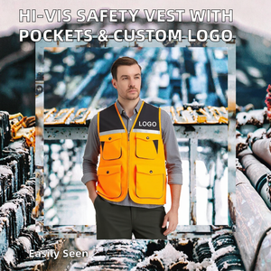 Chaleco de Seguridad de Alta Visibilidad ANSI Clase 1 con Múltiples Bolsillos, Logotipo Personalizado, Chaleco Reflectante de Poliéster - Product Image 2