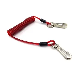 בטיחות נשלף PVC מצופה פלדת חוט מפותל כלי שרוך עם Carabiner עבור כלי אביב שרוך