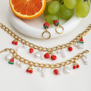 Yağ Damlası Meyve Mango Muz Limon Tasarımlı 18 Ayar Altın Kaplama Paslanmaz Çelik Günlük Kullanım ve Tatiller İçin Sıcak Fırsat - Product Image 6