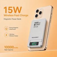 Batterie externe magnétique sans fil à charge rapide PD20W avec logo personnalisé, 5000 mAh, B2B, ultra-mince en alliage d'aluminium, portable avec support et écran LED