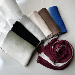 Prêt à expédier été respirant mode Super doux voyage voile léger glands châle Texture sale teint Ombre rides Hijab - Product Image 6