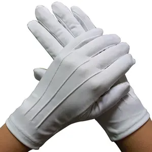 100% Katoenen Handhandschoenen Witte Handschoenen Met 3 Pezen Voor Ober Serveerster