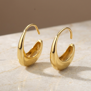 Pendientes de Aro Ovalados con Flores de Plata Chapada en Oro, Certificados por Ivaan Jewels, Modernos, para Mujer, Regalo, para Fiestas - Product Image 3