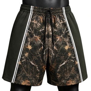 Shorts en molleton camouflage pour homme avec logo personnalisé, streetwear, haute qualité, poids lourd, avec bande latérale, shorts vintage en coton vierge - Product Image 1