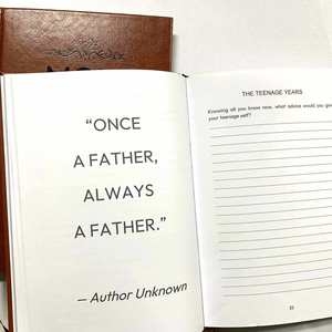 Papa, je veux connaître ton histoire de vie - Journal relié en cuir avec 100 pages - Cadeau souvenir familial pour maman - Product Image 3